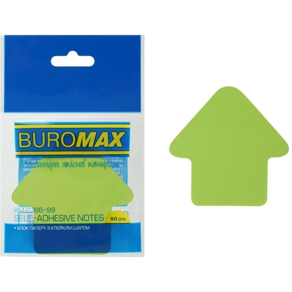 Блок паперу для нотаток Buromax Neon Стрілка з клейким шаром 50 аркушів в асортименті (BM.2366-99) - Pampik