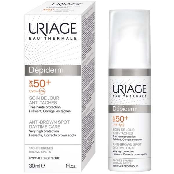 Крем для лица и тела дневной Uriage Depiderm Soin de Jour Anti-Taches SPF 50+, против пигментных пятен, 30 мл - Pampik