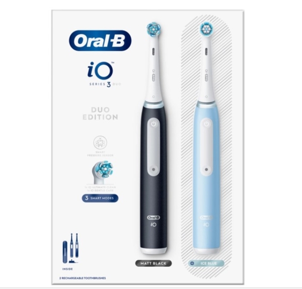 Набор электрических зубных щеток Oral-B Braun iO3 черная и голубая + футляр - Pampik - 3