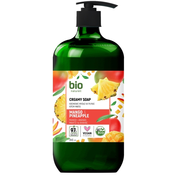 Крем-мило Bio Naturell Mango&Pineapple Creamy soap with Pump, 946 мл - Pampik