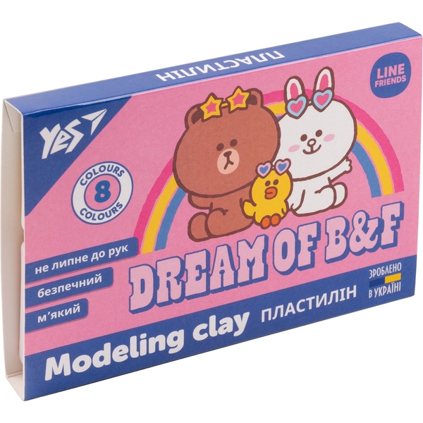 Пластилин Yes Line Friends, 8 цветов, 160 г (540631) - Pampik