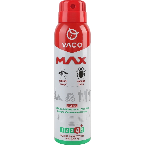 Спрей від комарів кліщів та мошок Vaco Max Deet 30% з пантенолом, 100 мл - Pampik