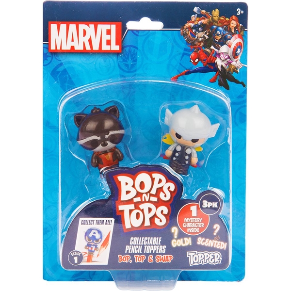 Набір колекційних фігурок-топерів Sambro Bops n Tops Марвел, 3 шт., в асортименті (MAR-3980-KV-FO) - Pampik