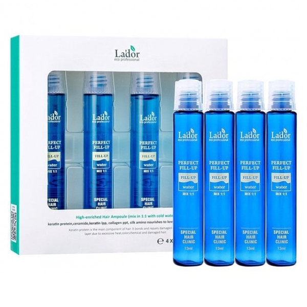 Філер для відновлення волосся La'dor Perfect Hair Fill-Up, 52 мл (4 шт. по 13 мл) (8809500816683) - Pampik