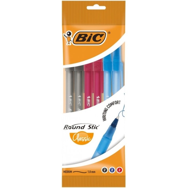 Ручка шариковая BIC Round Stic Classic 6 шт. (929071) - Pampik