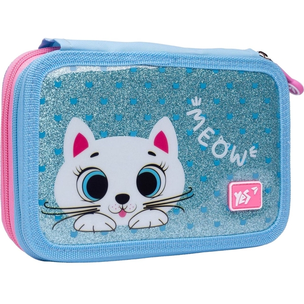 Пенал жесткий Yes HP-01 Cats, 13х21х4 см, голубой (533343) - Pampik