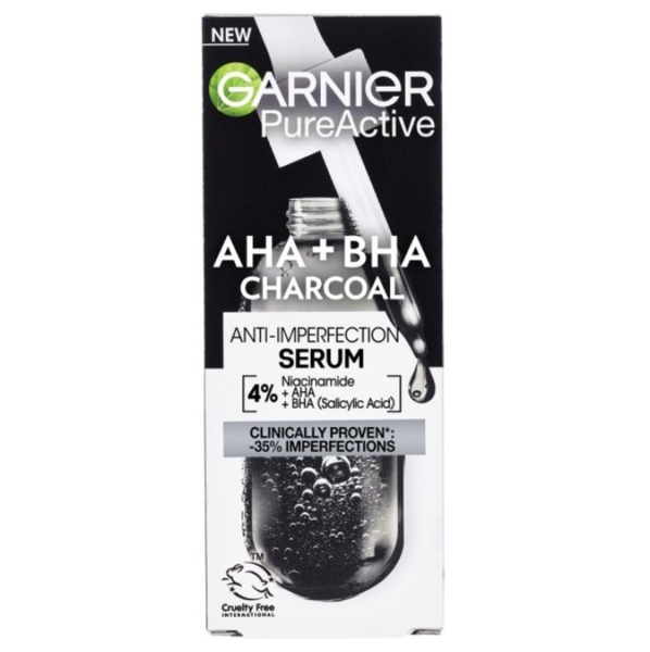 Сыворотка-пилинг с углем против недостатков кожи лица Garnier Pure Active, 30 мл - Pampik