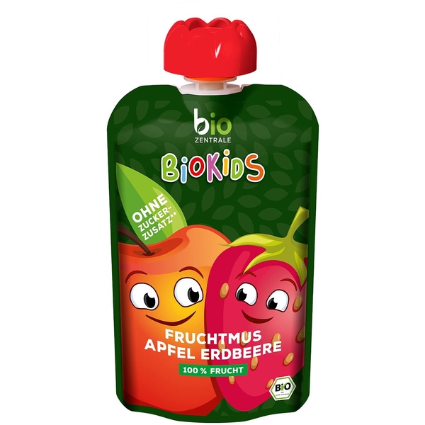 Пюре фруктове Bio Zentrale BioKids Яблуко та полуниця органічне 90 г - Pampik