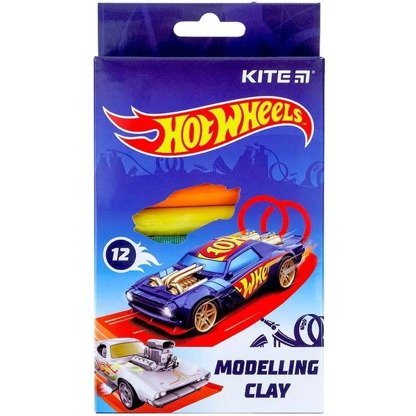 Пластилин восковой Kite Hot Wheels 12 цветов 200 г (HW21-086) - Pampik