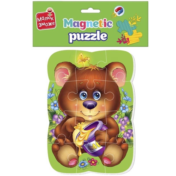 Пазли на магніті Vladi Toys Малюк зможе Ведмежа А5 12 елементів (VT3301-04) - Pampik - 2