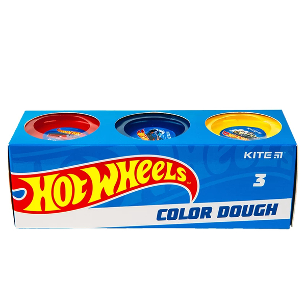 Тісто для ліпки Kite Hot Wheels кольорове 3 х 75 г (HW23-151) - Pampik