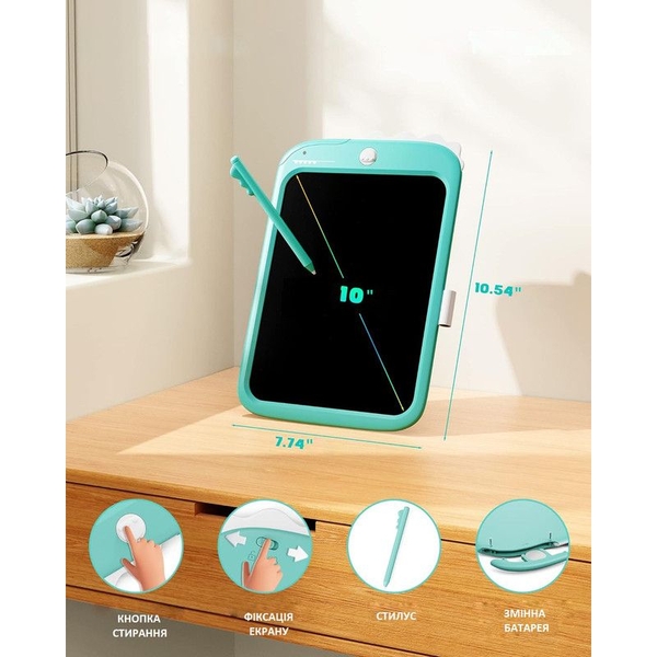 Дитячий LCD планшет для малювання Beiens Динозаврик 10” Multicolor, блакитний (К1006blue) - Pampik - 4