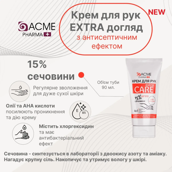 Крем для рук Acme Pharma Extra Care 4 в 1 с содержанием мочевины 15%, 90 мл - Pampik - 6