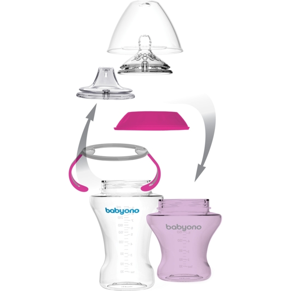 Поилка-непроливайка с мягким носиком BabyOno Natural nursing розовая 3+ 180 мл (1456/02) - Pampik - 6