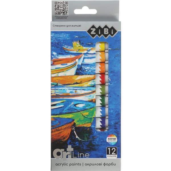 Фарби акрилові Zibi Art Line, 12 кольорів (ZB.6663) - Pampik