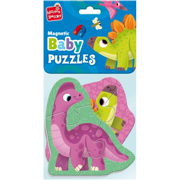 Бебі пазли на магніті Vladi Toys Малюк зможе Динозаврики, 9 елементів (VT3208-27) - Pampik - 2