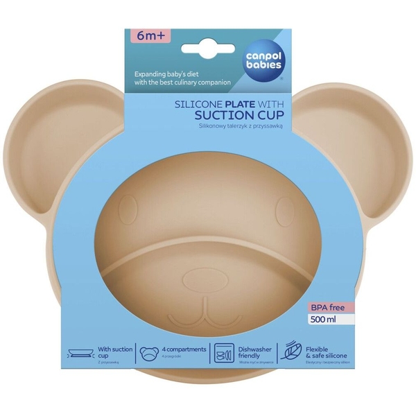Силіконова тарілка на присосці Canpol Babies Ведмедик (51/401_bei) - Pampik - 6