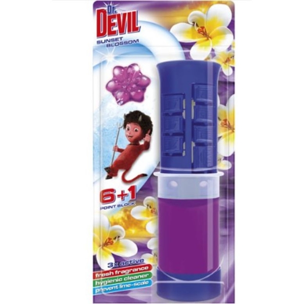 Туалетный точечный блок для унитаза Dr.Devil Цветочный закат, 45 мл - Pampik