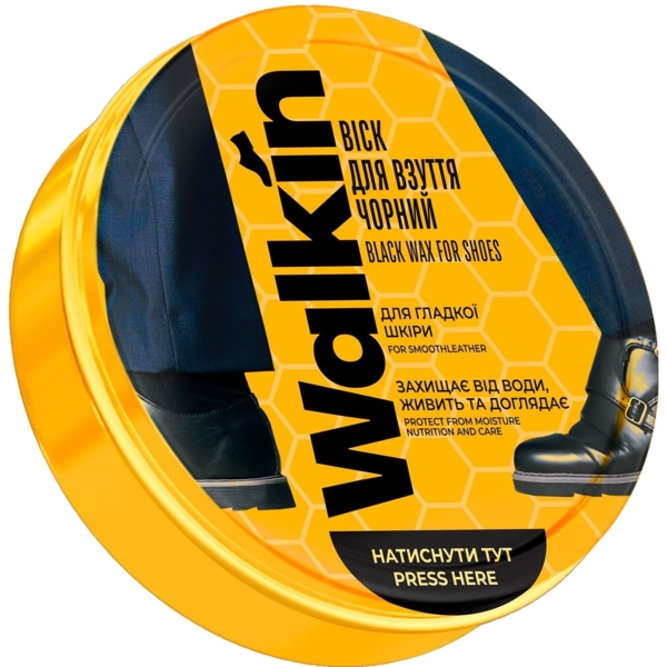 Воск для обуви из гладкой кожи Walkin, черный, 75 мл - Pampik