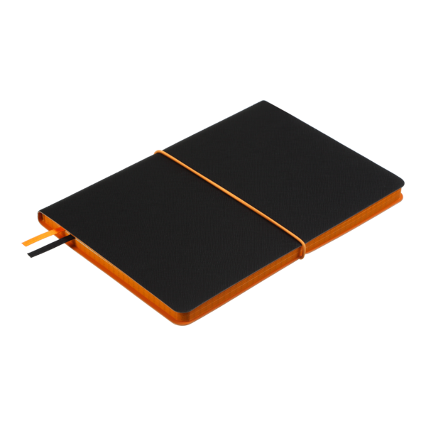 Блокнот деловой Buromax Unique А5,96 л. в клеточку, обложка искусственная кожа, черный с оранжевым (BM.295107-01) - Pampik - 3
