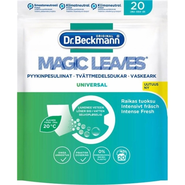 Салфетки для стирки Dr. Beckmann Magic Leaves универсальные, 20 шт. - Pampik
