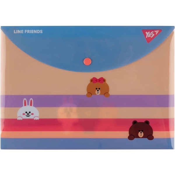 Папка-конверт Yes Line Friends B5, на кнопке (492227) - Pampik