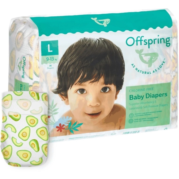 Подгузники на липучках Offspring Avocuddle 4 (9-13 кг), 36 шт. - Pampik