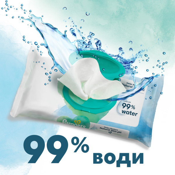 Дитячі вологі серветки Pampers Harmonie Aqua, 144 шт. (3 уп. по 48 шт.) - Pampik - 4