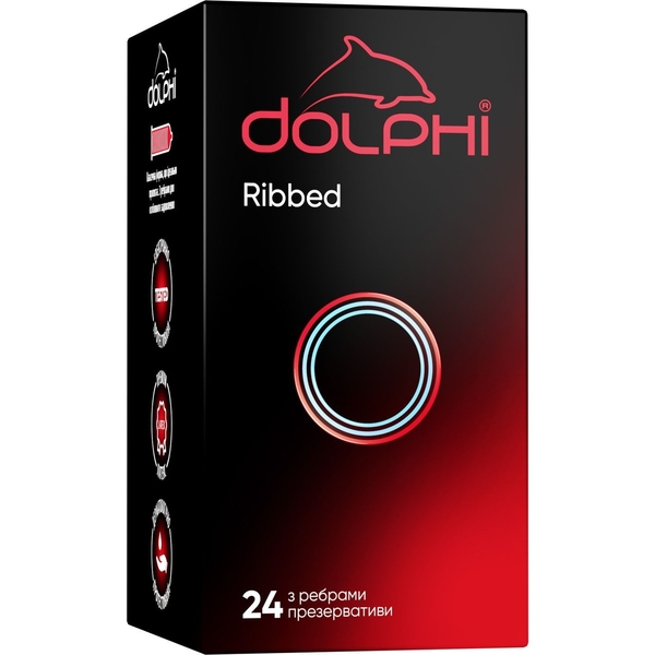 Презервативы Dolphi Ribbed, ребристые, 24 шт. - Pampik