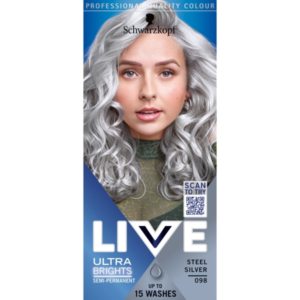 Фарба для волосся Schwarzkopf Live Ultra Brights 098 Steel Silver - Pampik - 2
