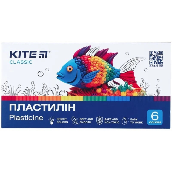 Пластилін восковий Kite Classic 6 кольорів 120 г (K-081) - Pampik