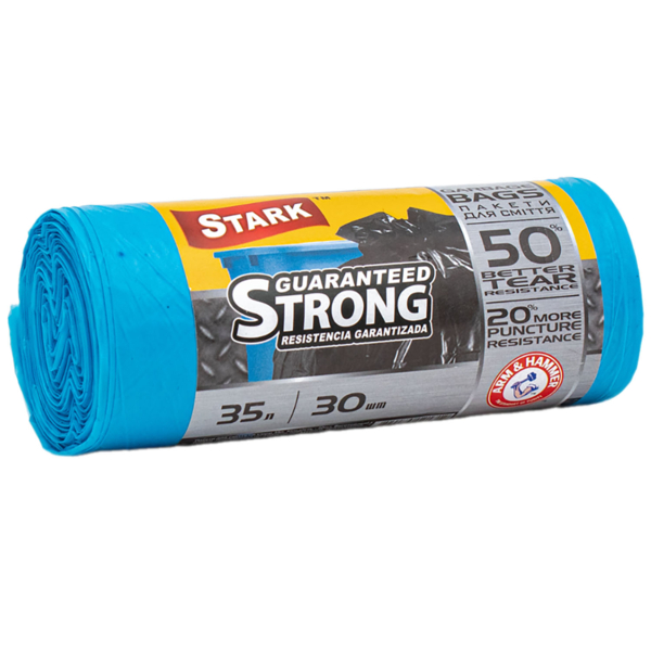 Пакеты для мусора Stark крепкие, 35 л, 30 шт., синие - Pampik