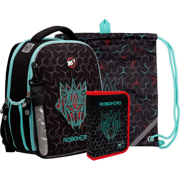Рюкзак Yes H-100 Collection Robohero с пеналом и сумкой (559773) - Pampik
