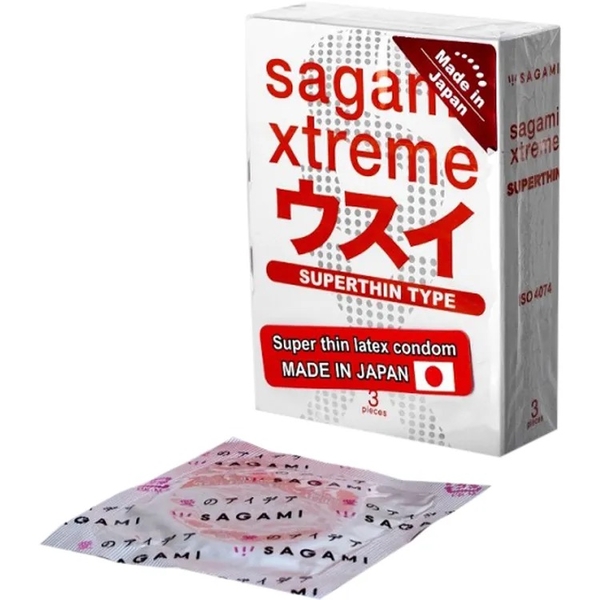 Презервативы Sagami Xtreme Superthin ультратонкие 3 шт. (4974234811878) - Pampik