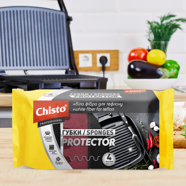 Губки кухонні Chisto Professional Protector, 4 шт. (CGP4.773) - Pampik - 4