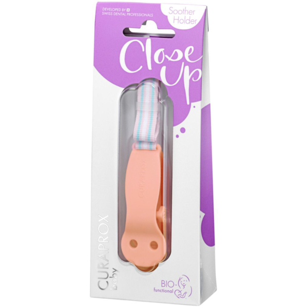 Держатель для пустышки Curaprox Baby Close up, оранжевый (Babyholder orange) - Pampik