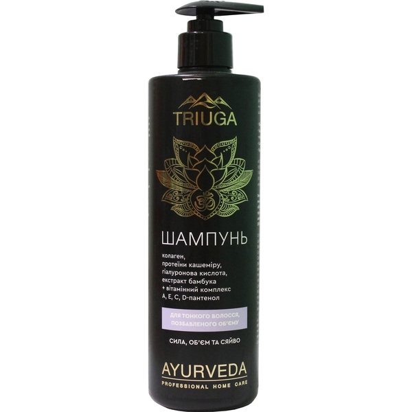 Шампунь Triuga Ayurveda Professional Home Care Сила, об’єм та сяйво, 500 мл - Pampik