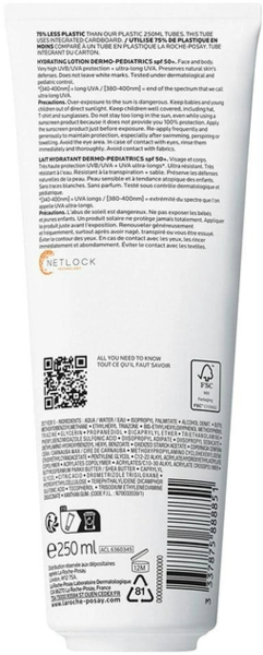 Солнцезащитное водостойкое увлажняющее молочко La Roche-Posay Anthelios UVA 400 Dermo Pediatrics для чувствительной кожи детей SPF50+ 250 мл - Pampik - 2