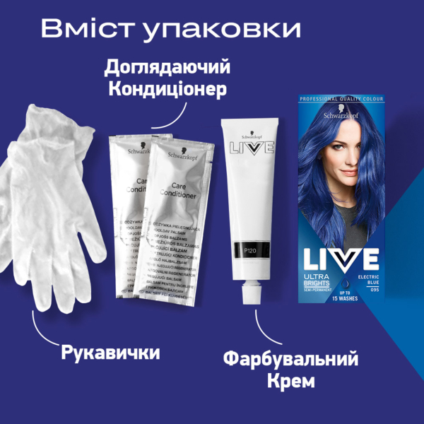 Фарба для волосся Schwarzkopf Live Ultra Brights 095 Electric Blue - Pampik - 4