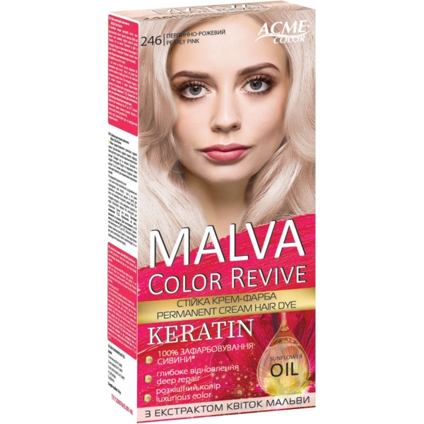 Стійка крем-фарба для волосся Malva Color Revive відтінок 246 Перлинно-рожевий - Pampik