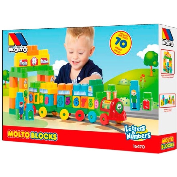 Іграшковий набір Molto з блоків Потяг 70 деталей (8410963164701) - Pampik