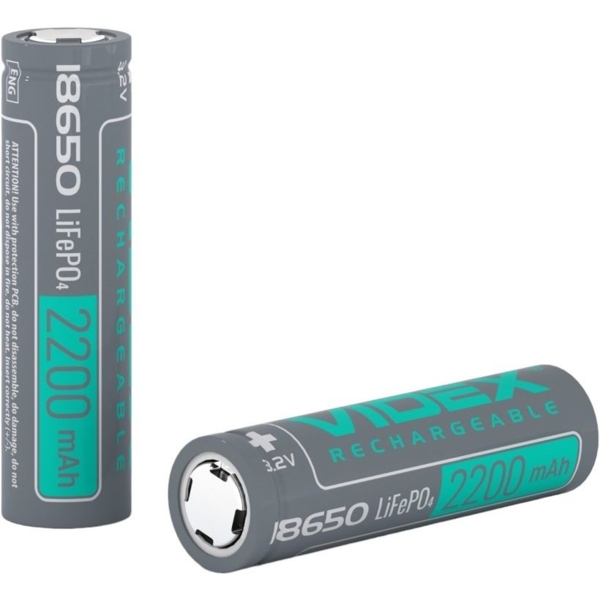 Акумулятор Videx LiFePO4 18650 без захисту 2200 mAh bulk, 1 шт. (18650-LFP/2200/1B) - Pampik - 2