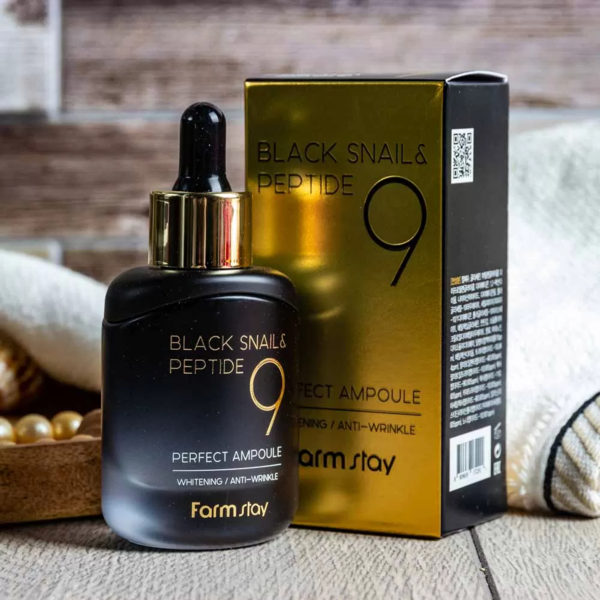 Сироватка для обличчя FarmStay Black Snail & Peptide 9 Perfect Ampoule 35 мл - Pampik - 4