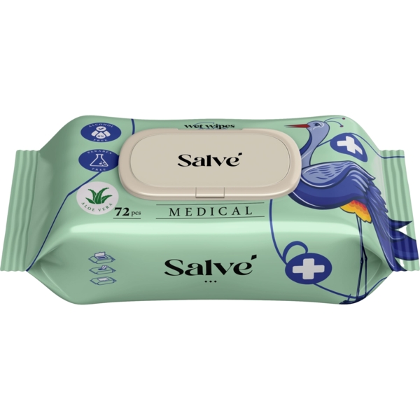 Серветки вологі медичні Salve, 72 шт. - Pampik