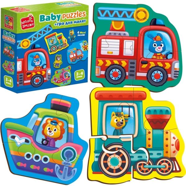 Пазли картонні з грою Vladi Toys Малюк зможе Транспорт Тварини, 14 елементів (VT1722-28) - Pampik - 3