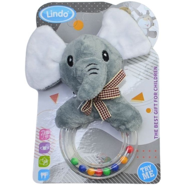 Мягкая игрушка-погремушка Lindo Слон (F 1020) - Pampik - 2