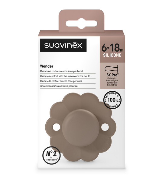 Пустушка фізіологічна Suavinex Wonder, силіконова, 6-18 місяців, коричневий (308394) - Pampik - 3