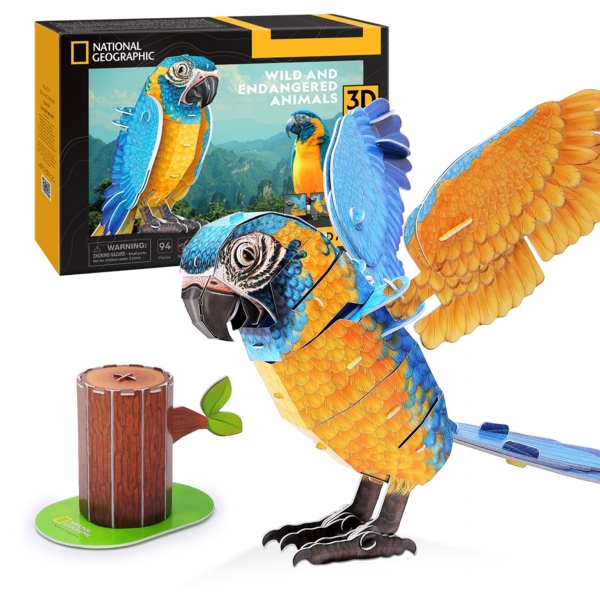 Трехмерная головоломка-конструктор Cubic Fun Исчезающие животные Попугай Ара, 94 элемента (DS1097h) - Pampik - 2