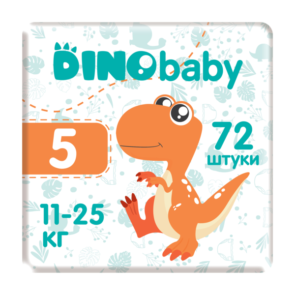 Набір підгузків на липучках Dino Baby 5 (11-25 кг), 72 шт. (2 уп. по 36 шт.) - Pampik