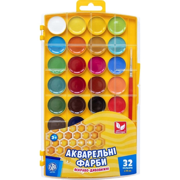 Краски акварельные Школярик медовые 32 цвета - Pampik